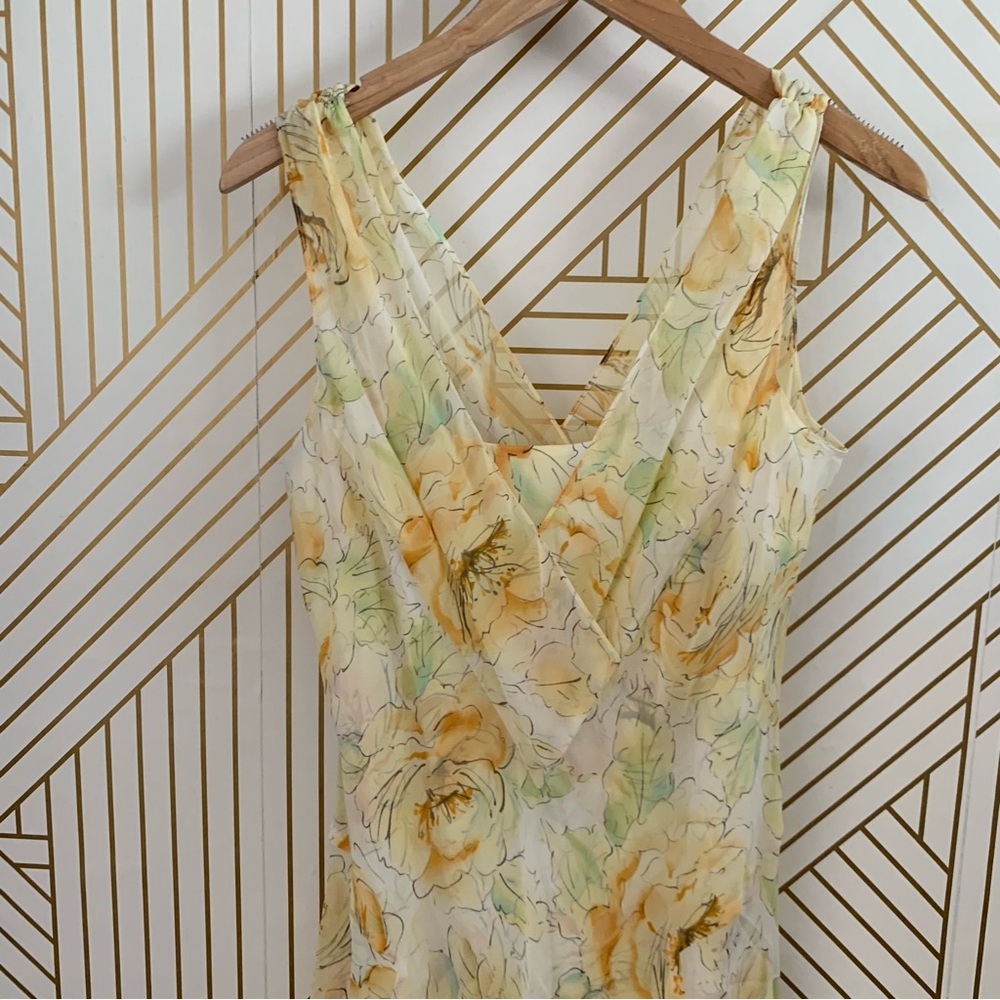 Ann Taylor Loft 100% Silk Floral Sleeveless Midi Swing Dress v neck flowers 8 - Picture 5 of 10